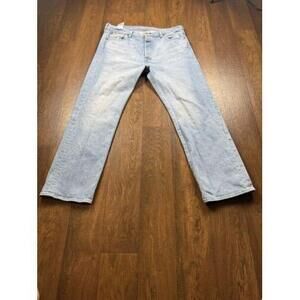 Levis 501 Mens Jeans 36x29 Blue Button Red Tabs Light Wash Modern Original Fit